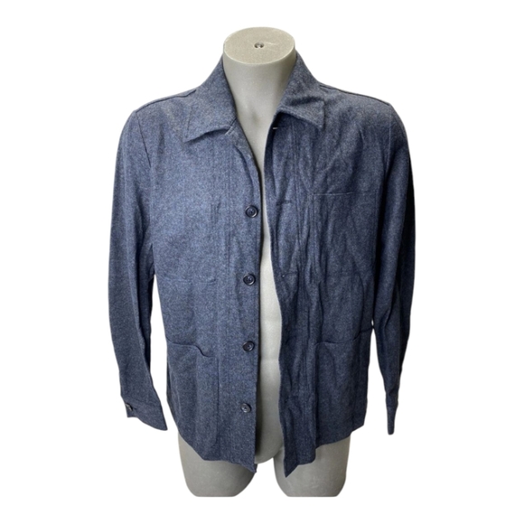 NEW ALAN PAINE Men's US M Richmond Wool Blend Knitted Shacket Shirt Jacket Navy - Picture 1 of 7